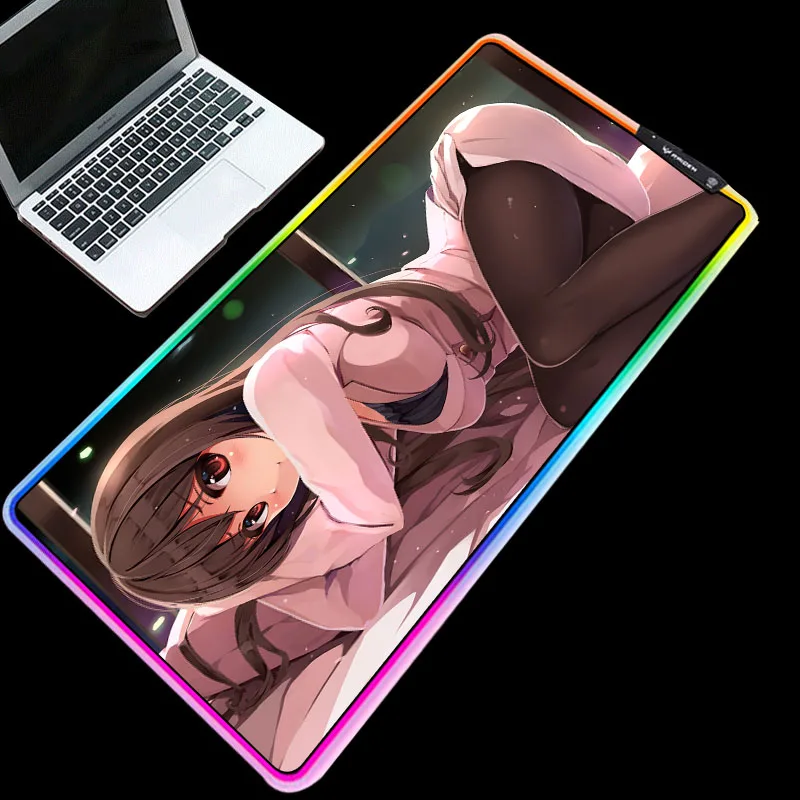 

XGZ RGB Mice Pad LED Backlit Anime Sexy Girl Photo Mousepad Support 3 Led Model Colorful Adult Pads for Laptop Computer Desk Mat