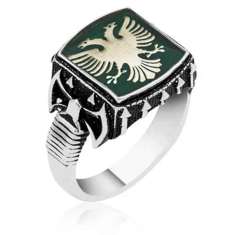 Silver Double Headed Eagle Ring - 925 Sterling Men's Jewelry Wedding Birthday Gift - Box - Men - Fashion - Botiva - Size - Turkish - Patterned Embroidery