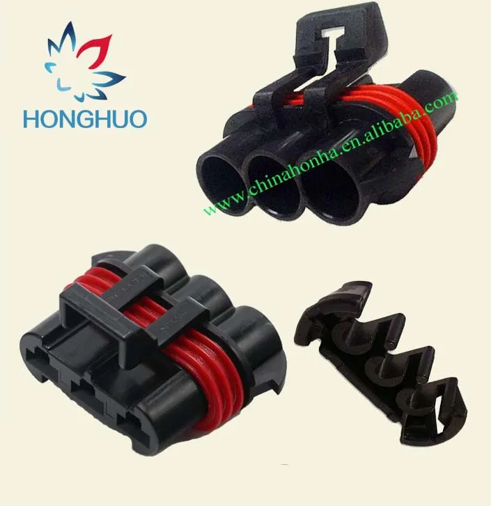 

Free shipping 5/10 sets 3 pin Black Metri-Pack 630 Sealed Female Connector Assembly Max Current 46 amps 12124685