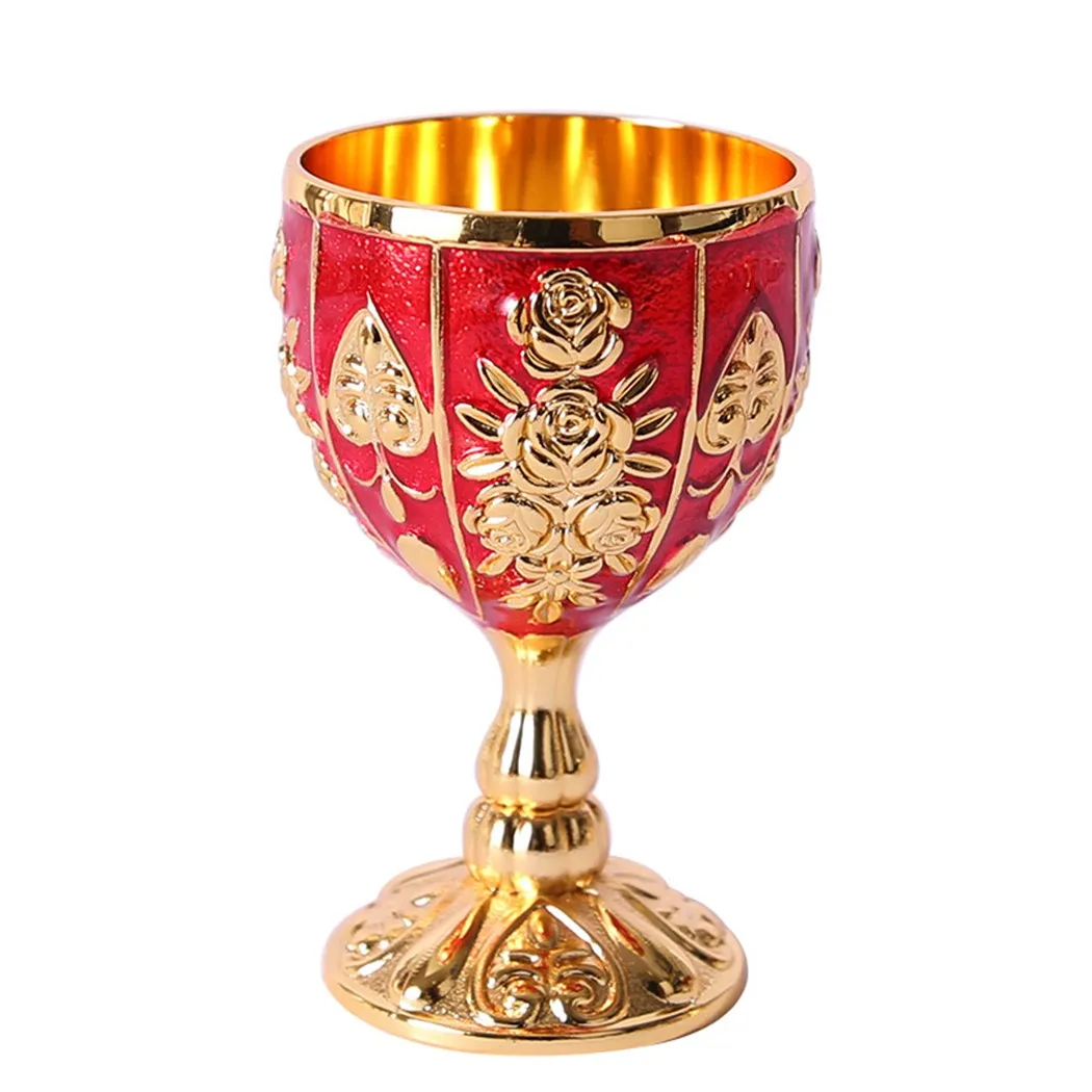 Retro Creative Small Beverage Wine Cup Golden Goblet Cup European Style Home Bar Propitiate Water Cup White Brass Copper