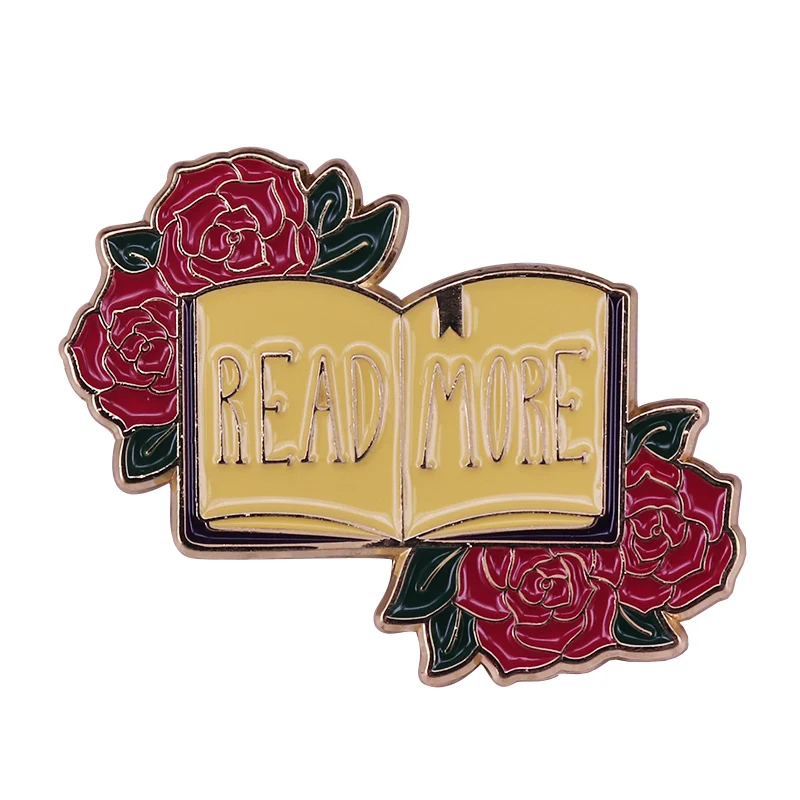 Gorgeous Book Lovers Lapel Pin Flower Brooch Bookworm Art Accessory