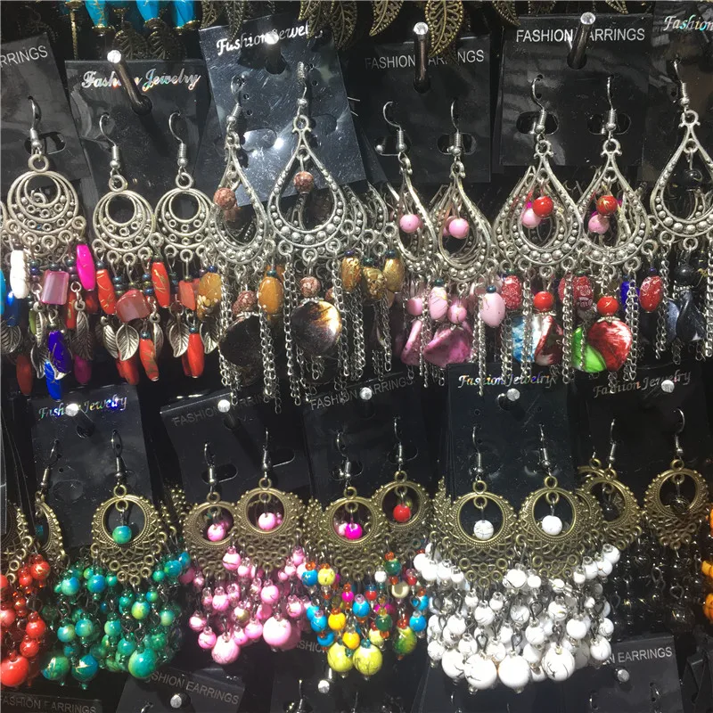 Wholesale10 Pairs Mixed Style Bohemian Acrylic Beads Tassel Drop Earrings Pendant Dangle Earrings for Women Bulk Lots Jewelry