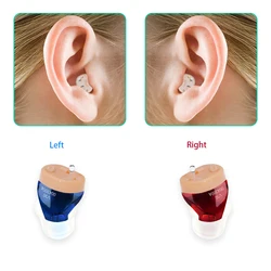 Rechargeable Hearing Aid Audifonos V30 ITC Invisible Earbuds Adjustable Tone Sound Amplifier In-Ear Hearing Device