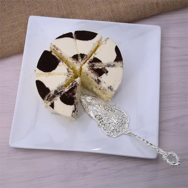 Cake Knife Dinner Knife Long Handle Shovel Royal Cake Server Long Handle Embossment Effect Pizza Dessert Dinnerware kitchen Tool