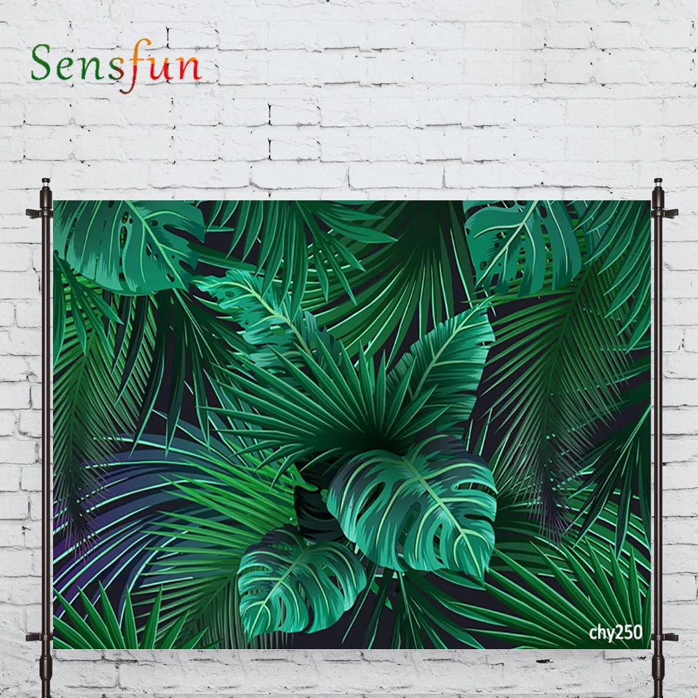 LEVOO Photography Backdrop Palm Leaves Green Tropical Natural Backdrop Photocall Photobooth Studio Shoot Fabric