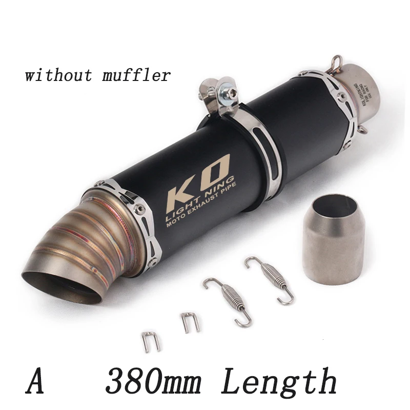 Universal Motorcycle Exhaust Tail Pipe Without Muffler 51mm Diameter 360/380mm Length Stainless Steel For Modified