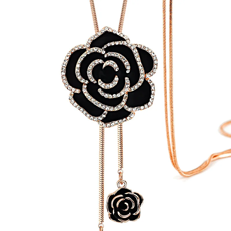 Camellia Sweater Necklaces Long Winter Necklace 2021 Trend Flower Rose Luxury Brand Jewelry accessories Wholesale price