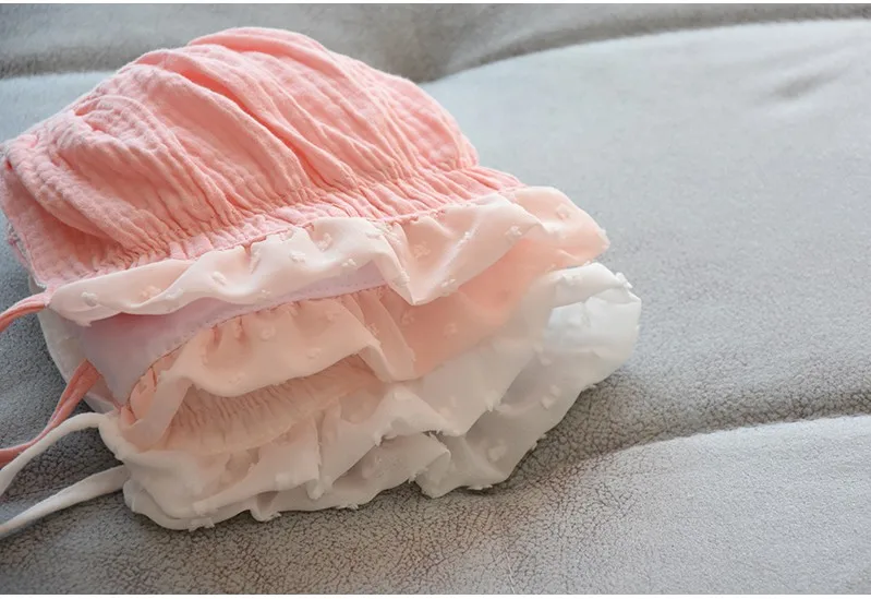 Fashion Newborn Infant Fashion Hat Solid Princess Caps Cute Baby Girls Ruffle Bonnet Spring Autumn Summer Kids Caps 1-12 Months