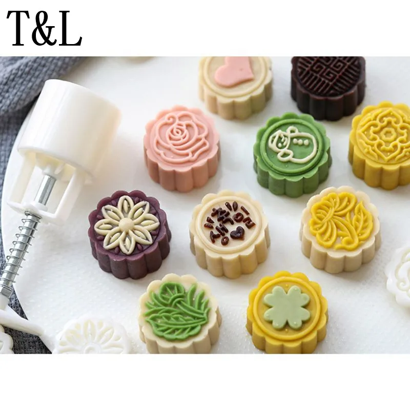 8pcs Hand Press Cookie Stamp Moon Cake Decor Mould Barrel Mooncake Mold 25g Pastry DIY Tool Mid-Autumn Festival