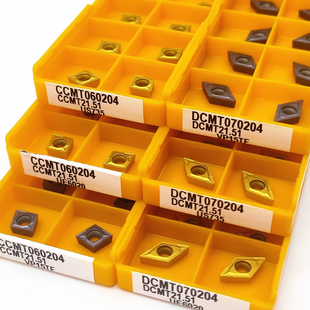 10 pz inserto in metallo duro CCMT060204 VP15TF UE6020 US735 DCMT070204 VP15TF UE6020 US735 strumento di fresatura rotondo interno utensile tornio lama CNC
