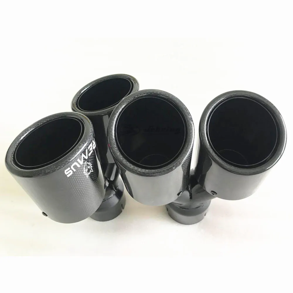 REMUS 1PC Car Modification Universal Dual Glossy black Automobile Exhaust pipe MUFFLER  pipe  carbon fiber exhaust tip universal