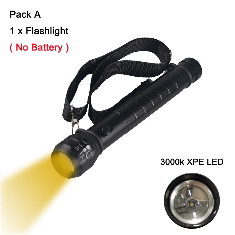 3W XPE LED Photography Flashlight 3000-3500k Warm Yellow Light High Quality Zoom Photo Lantern Metal Reflector Police Torch