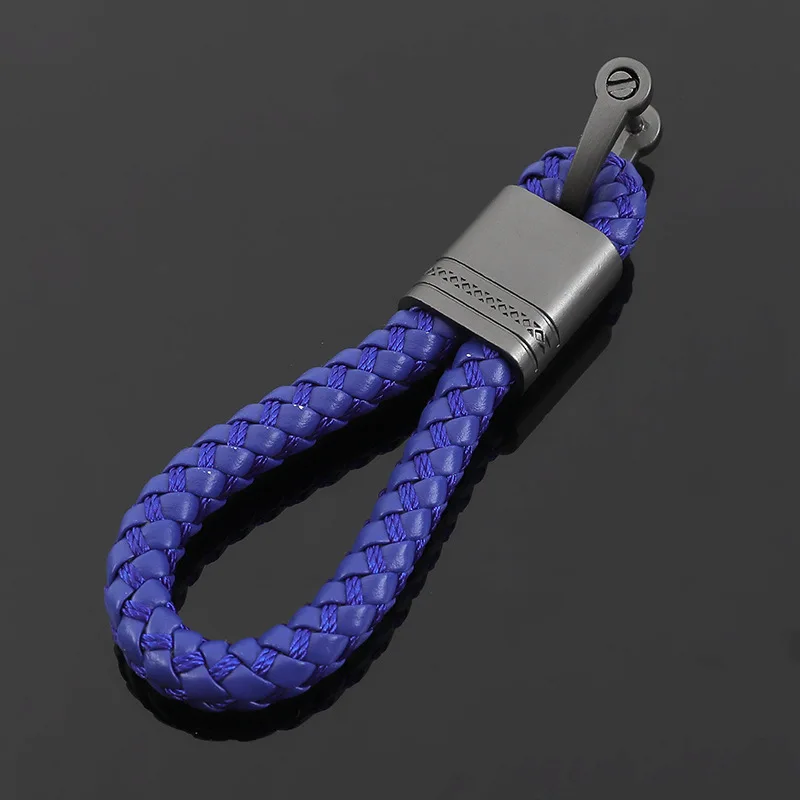 High-Grade Hand Woven Leather Car KeyChain 360 Degree Rotating Horseshoe Buckle Jewelry Key Rings Holder Genuine Bag Pendant