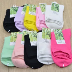 3 Pairs Woman Girl Solid Bamboo Fiber Socks Spring Autumn Soft Breathable Candy Color Polka Dots Casual Short Socks Crew Sox