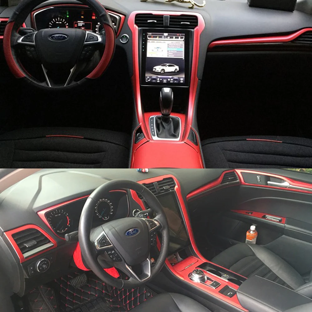 Car-Styling 3D/5D Carbon Fiber Car Interior Center Console Color Change Molding Sticker Decals For Ford Mondeo MK4/5 2013-2019