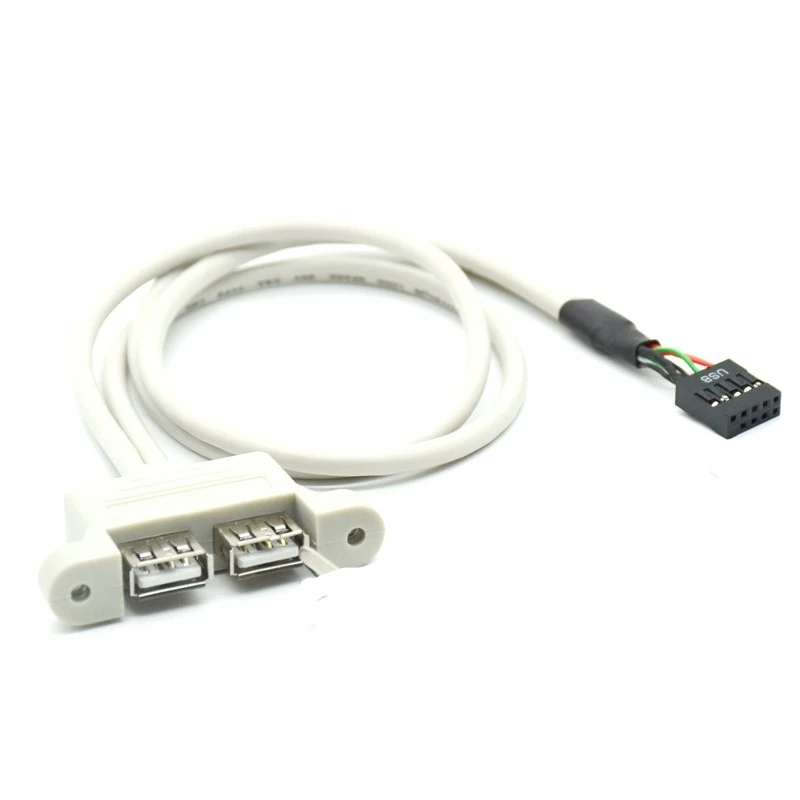 30cm PC PCB płyta główna kabel wewnętrzny USB Splitter 1FT PCB płyta główna 9 głowica pinowa na 2 podwójne USB 2.0 kobieta Adapter gniazda kabel