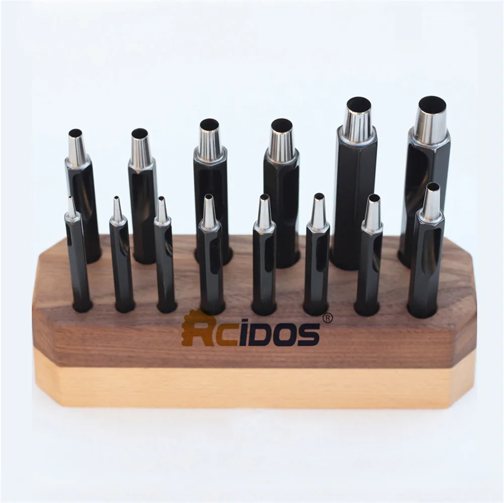 Perforatore tondo RCIDOS a forma esagonale DC53 con manico in acciaio, diametro 1/1. 2/2. 3/3. 4/4.5/5/6/7/8/9/10MM,14 pz/set