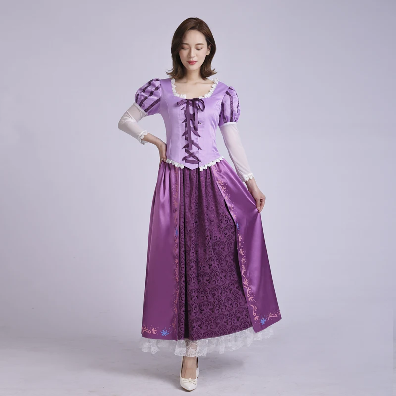 Adult Women Anime Rapunzel Purple Dress Clothes Cute Princess Dress Tangled Halloween Party Cosplay Costumes