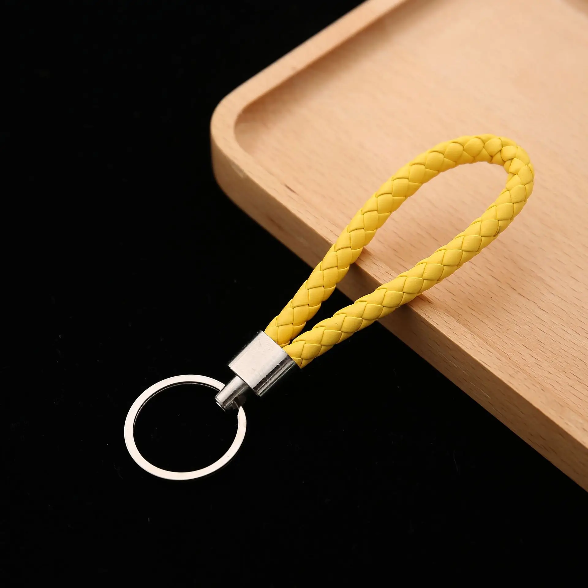 50pcs Colorful PU Leather Braided Keychains