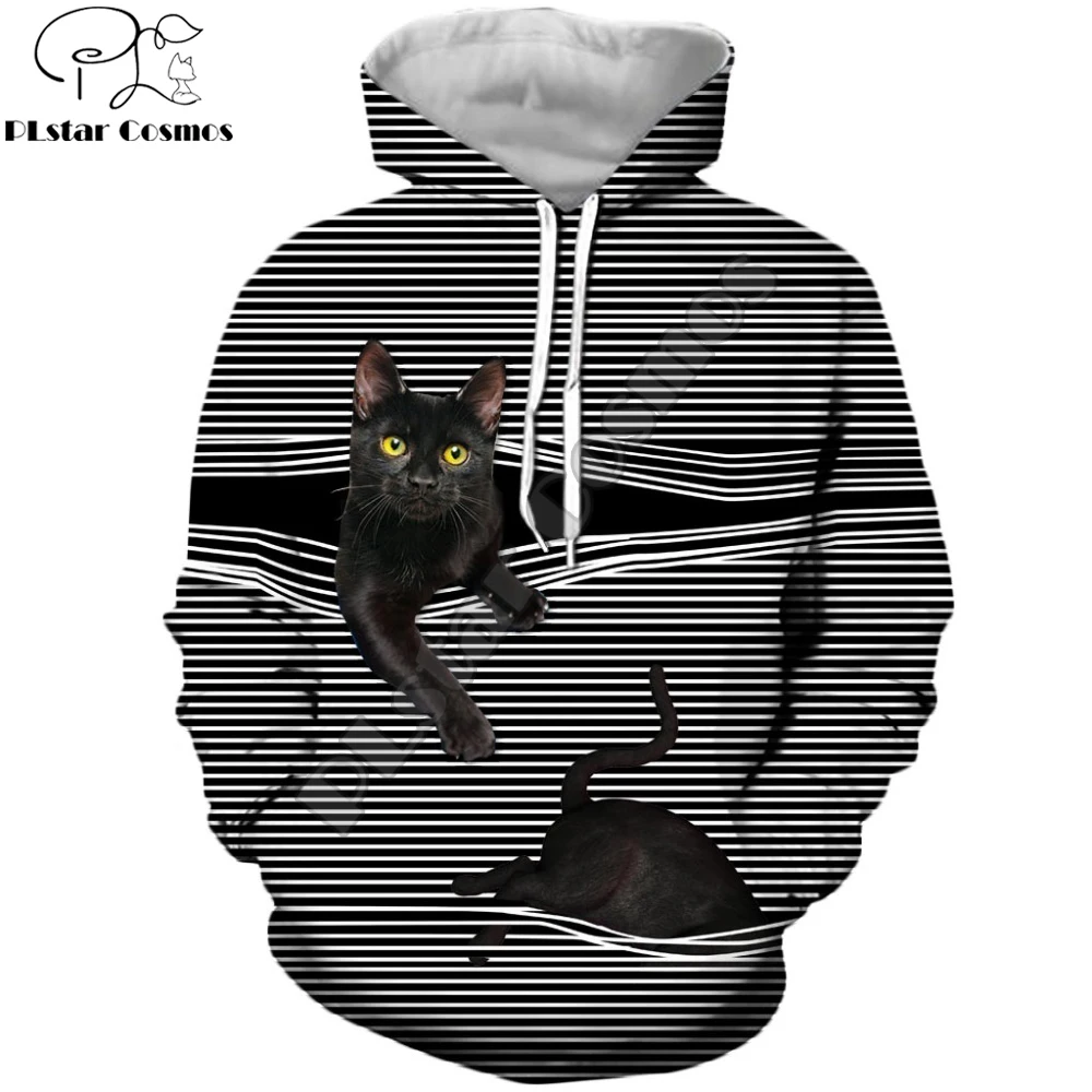 

Drop shipping 2019 New Fashion Mens Hoodies Cute Cat stripes Pattern 3d Print Unisex Hoodie/Sweatshirt/Zip Hoodie