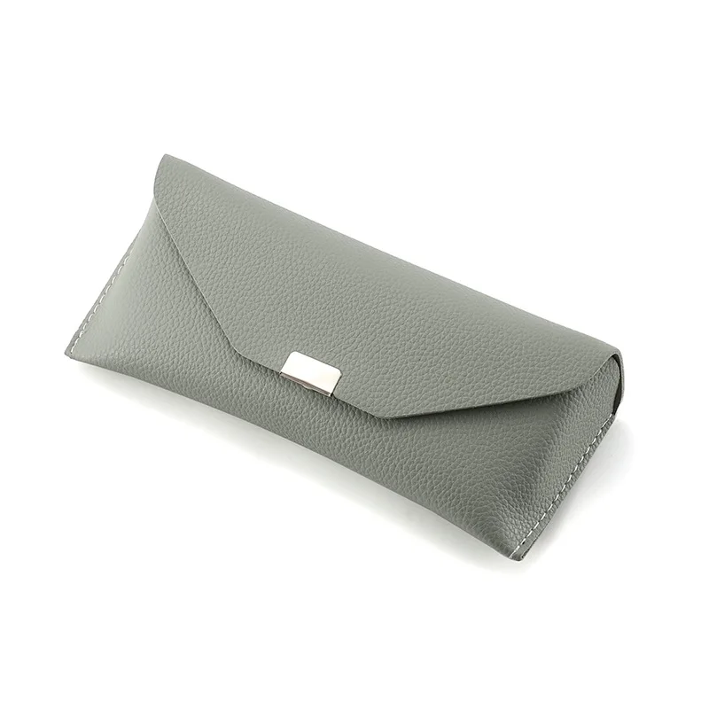 New Style Sunglasses Glasses Case Square Buckle Leather Case Lychee Pattern Soft Bag Fashion Portable PU Glasses Case Men  Women