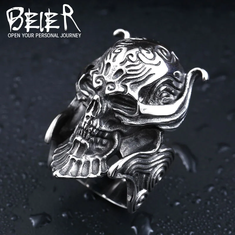 Beier new store 316L Stainless Steel ring top quality  House Stark of Winterfell skull mask Ring LLBR8-166R