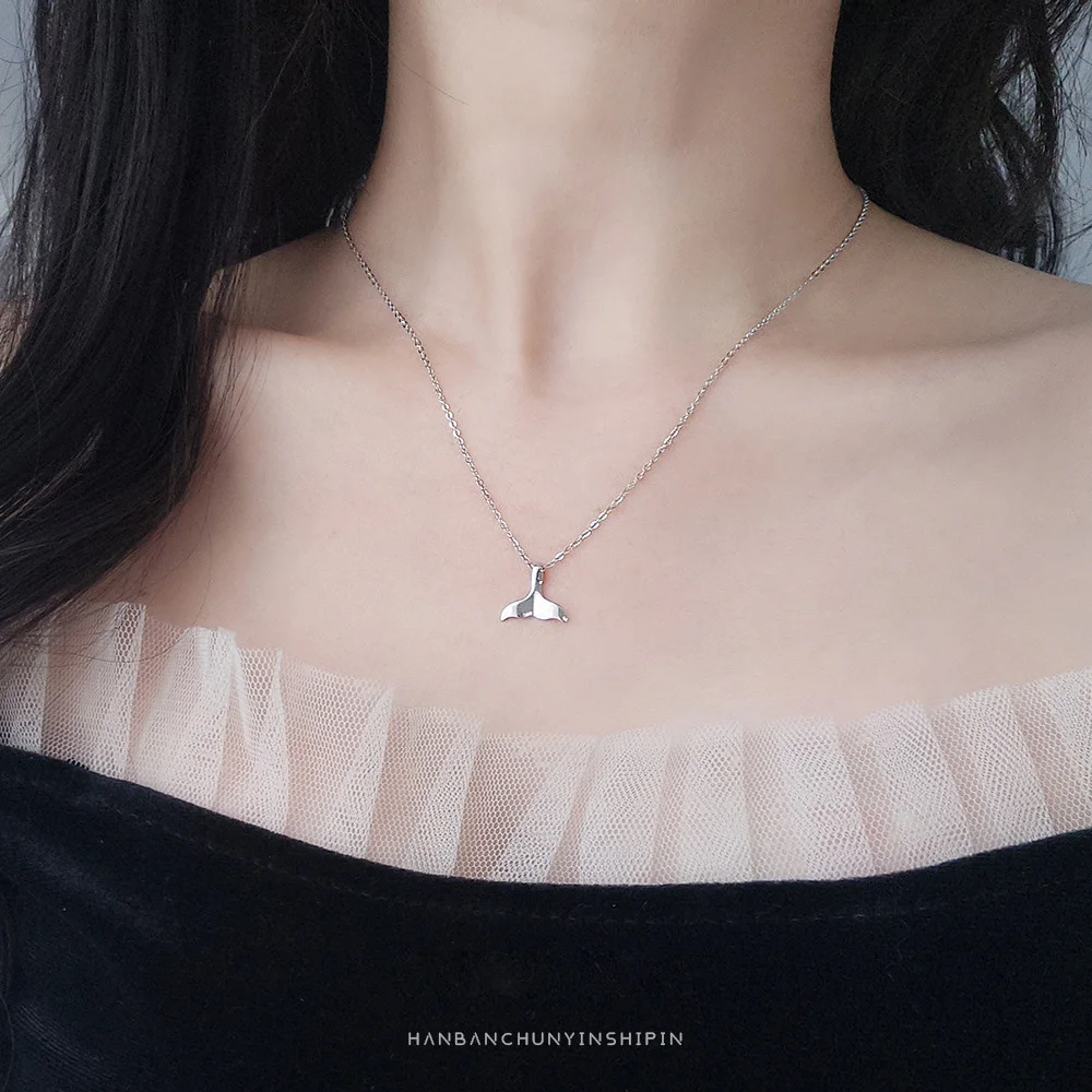 La Monada Women\'s Necklace 925 Silver Chains Woman On Neck Dolphin Fish Tail Pendant Fine Jewelry For Women Necklace Silver Girl