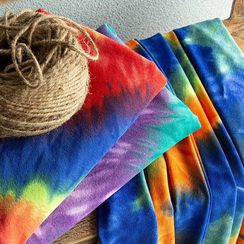 Polyester Elasticity Fabric Popular Tie-Dye Print Jersey Spandex Fabric For Dress Or Tight Dresses 50*150cm/Piece TJ1300