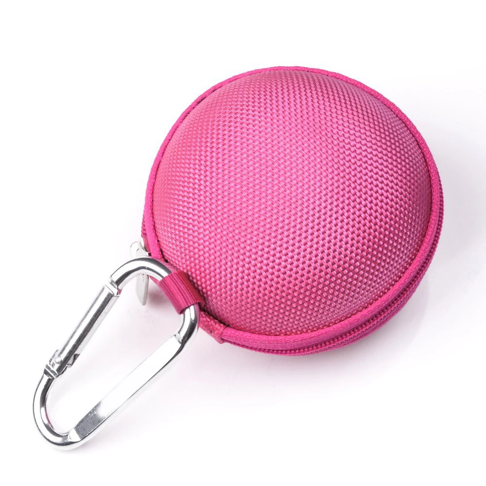 Hot Pink Earphone handsfree headset HARD EVA Case-Clamshell/MESH Style with Zipper Enclosure Inner Pocket+Silver Climbing