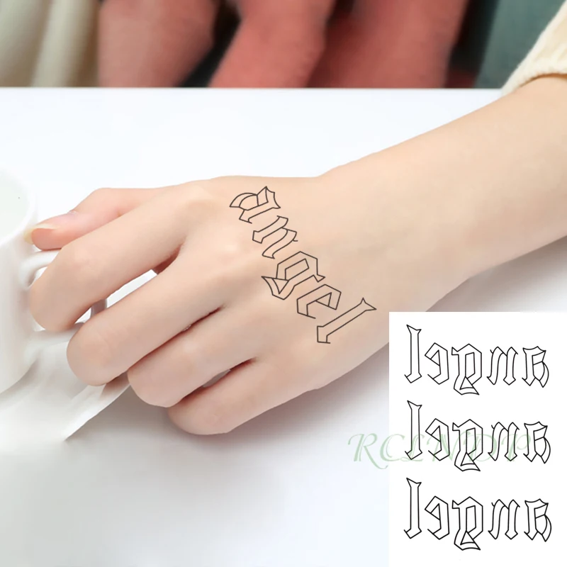 Waterproof Temporary Tattoo Sticker Black Word \