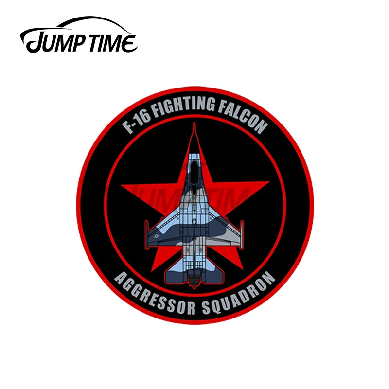 JumpTime 13 x13cm F-16 Fighting Falcon Aggressor Squadron Vinyl Car Stickers Scratch-proof Window Trunk Decoration Vehicle Decal