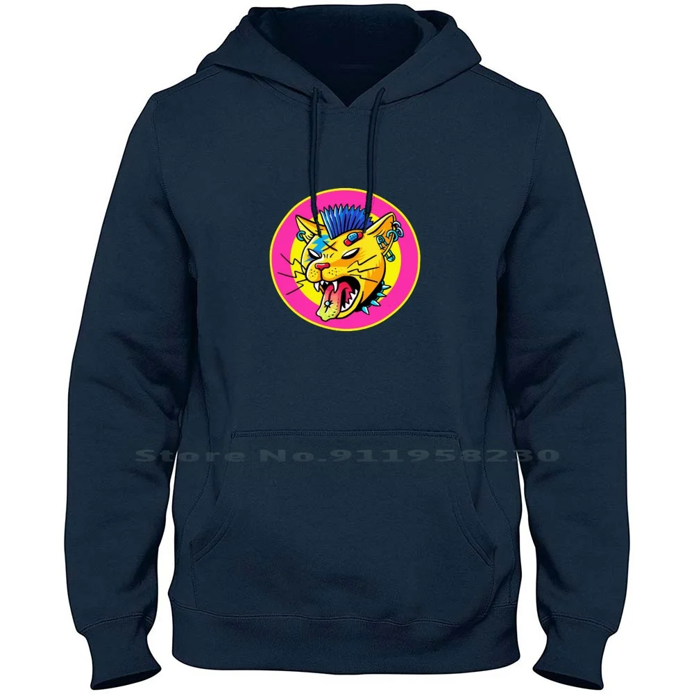 

Punk Cat Men Women Hoodie Pullover Sweater 6XL Big Size Cotton Punk Pun Fashion Trendy T Shirt