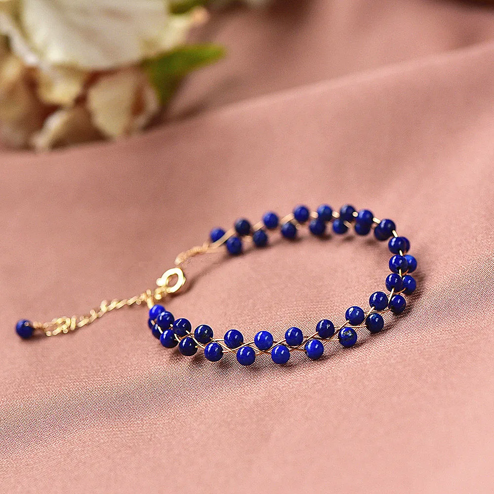 Natural High-quality Lapis Lazuli Blue Round Beads Winding Woven Bracelet For Women Girl Yoga Party Bohemia Charm Jewelry Gift