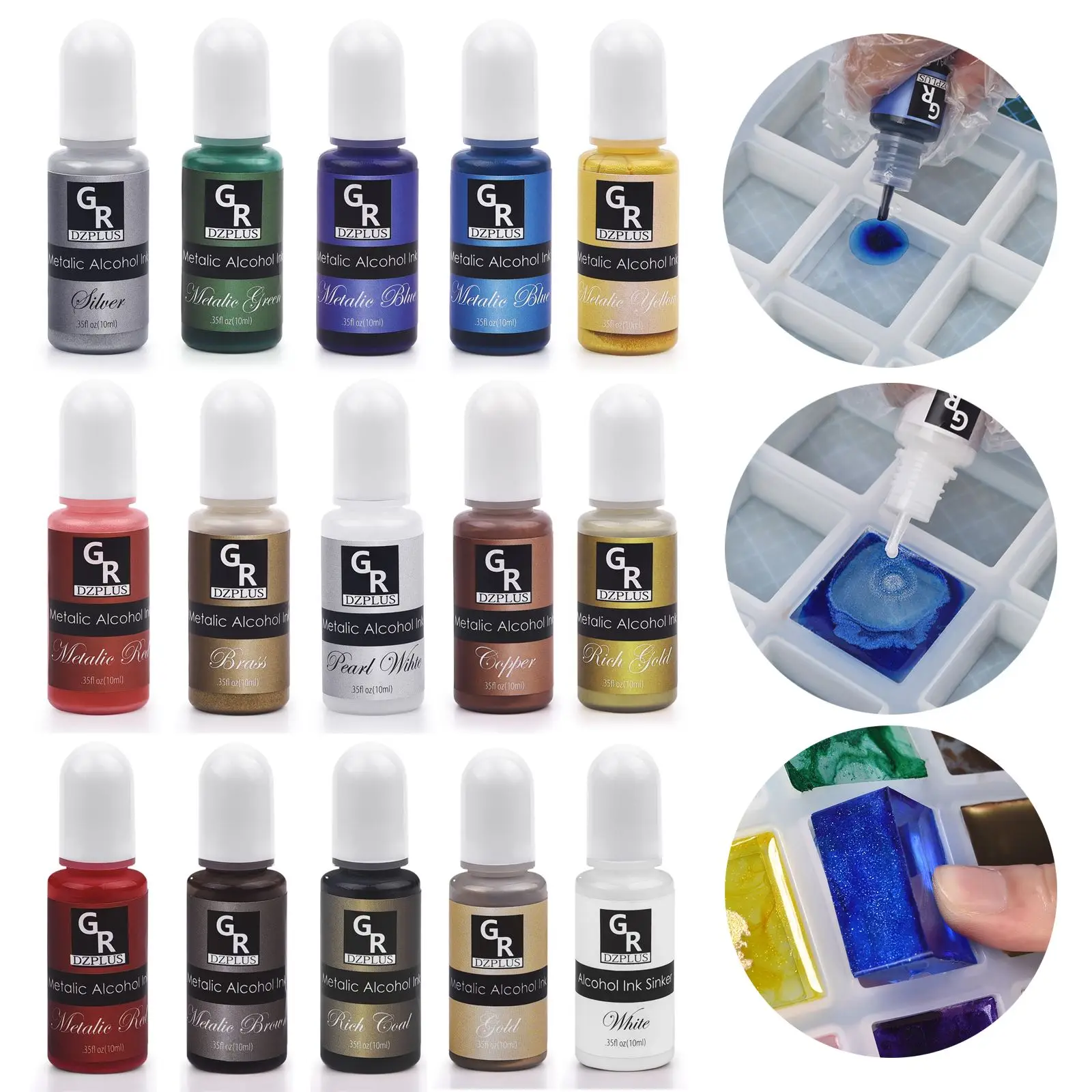 1 Set Resin Pigment Kit Art Ink Alcohol Liquid Colorant Dye Ink Diffusion DIY Epoxy Resin Mold Coloring Set Jewelry Making