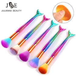 1Pcs Mermaid  Glitter Makeup Brushes Set Diamond Crystal Handle Powder Foundation Eyebrow Eyeliner Face MakeUp Brush Set