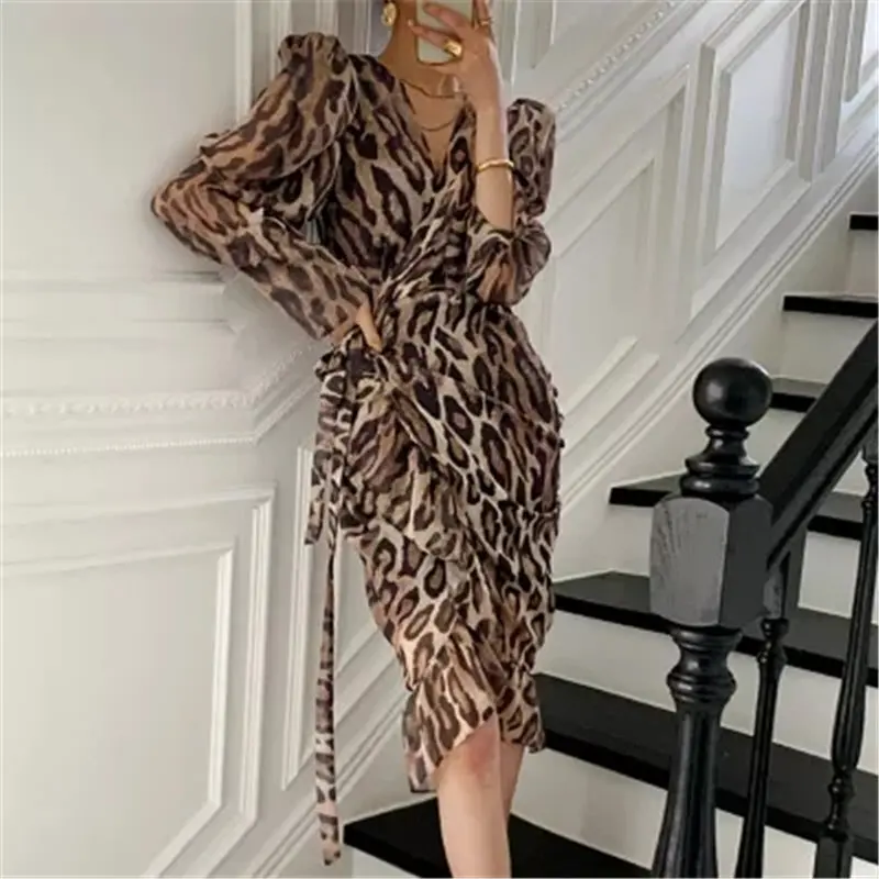 Alien Kitty Retro Chic Sexy Slim Leopard Female Animal Printed High Waist 2021 Dresses Streetwear Summer Office Lady Vestidos