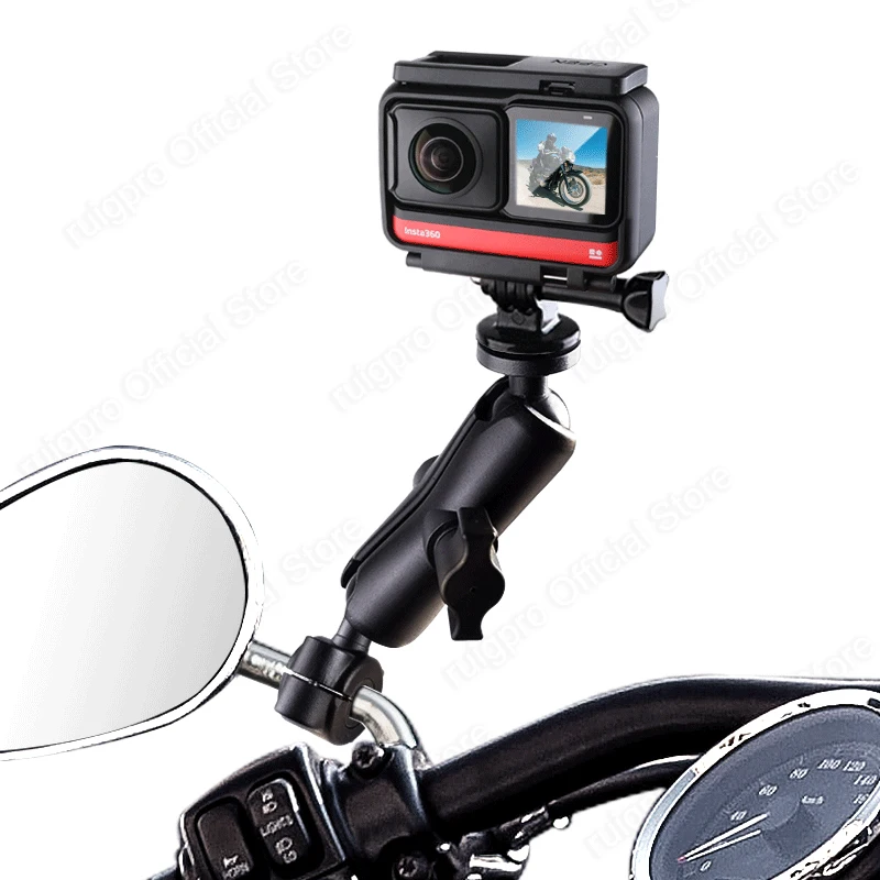 دراجة نارية حامل كاميرا المقود مرآة جبل قوس حامل معدني ل GoPro11 oomo عمل إنستا 360 واحد r x x2 ملحق