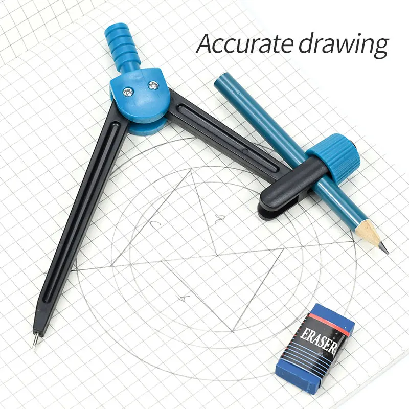 014 Plastic Pencil  Drawing Compass Set Ruler Eraser Sharpener Mathematics Geometry Tool School Supplies Student Stationery