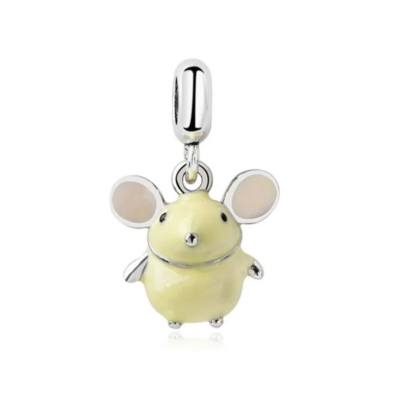 Boosbiy 2pc New Arrival Cute Enamel Mouse Pendant Charms Fit Brand Bracelets & Necklaces For Women DIY Cartoon Jewelry Making