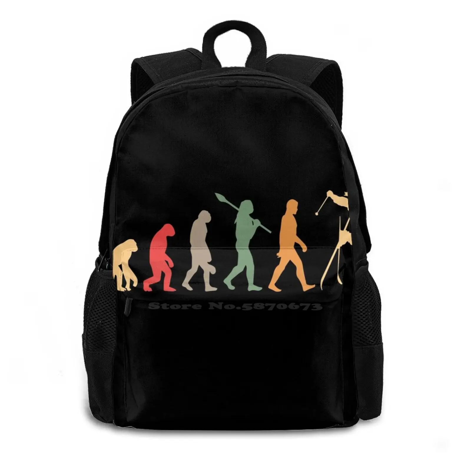 Skiing Evolution Vintage School Bags Travel Laptop Backpack Skiing Skiing Skiing Lover Skiing Life Skiing Ideas Skiing Mothers