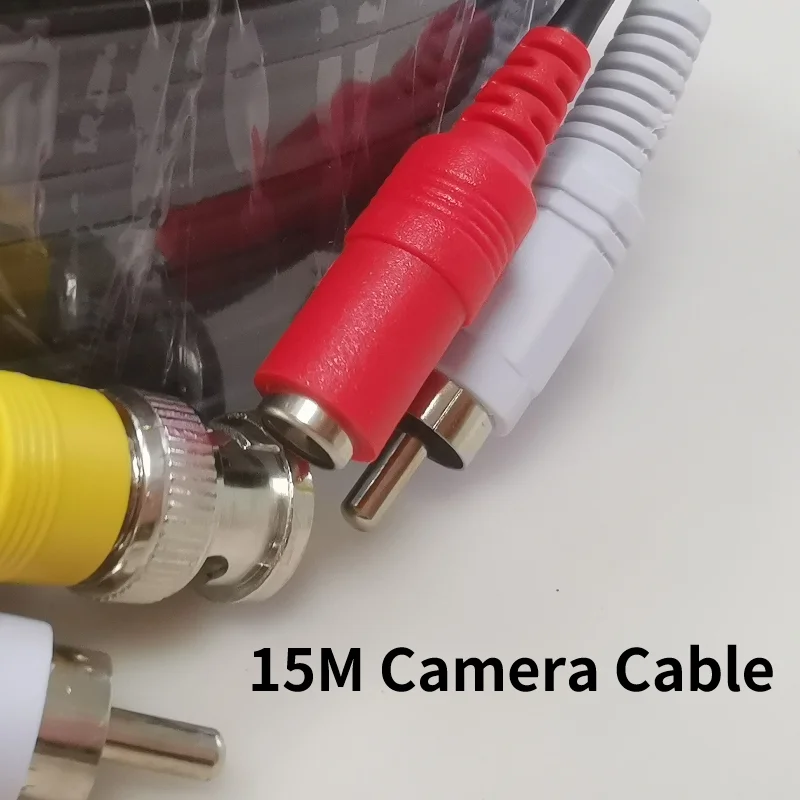 15 M Audio alimentación de vídeo de la Cámara Cable 15 m 12V DC BNC RCA Cable CCTV 1 Uds envío gratis potencia CCTV DC Cable de extensión Cable de 15 metros