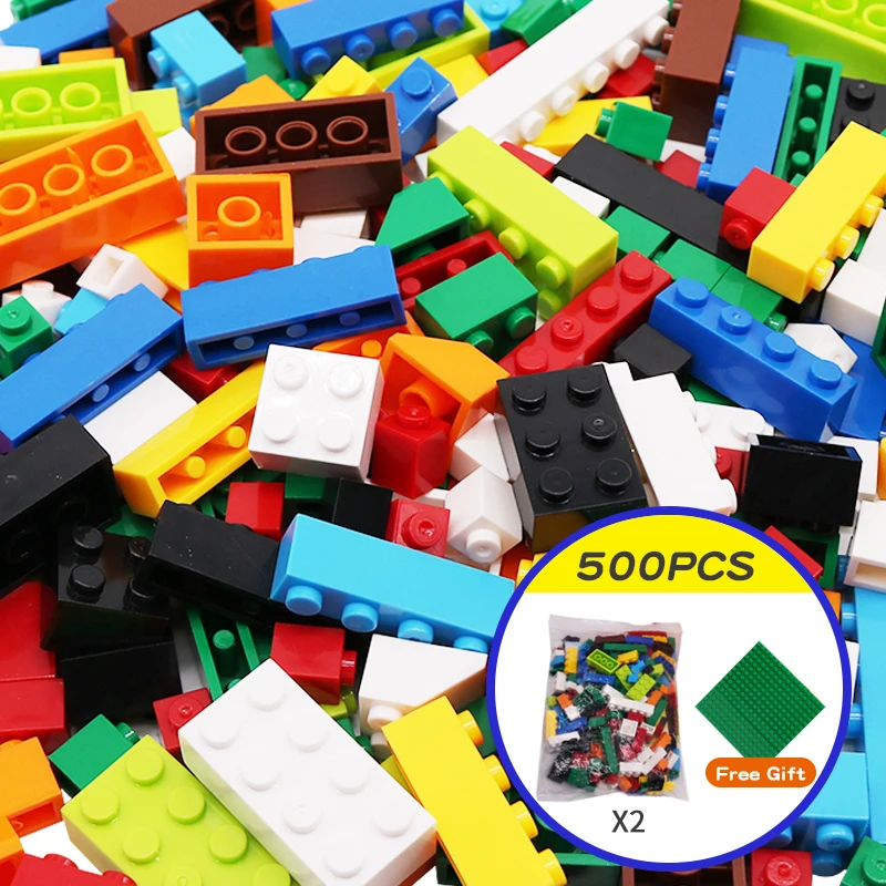 500-1000pcs DIY Assembly Building Blocks Bulk Sets City Creative Classic Kids Figures Bricks Assembly Toys for Children