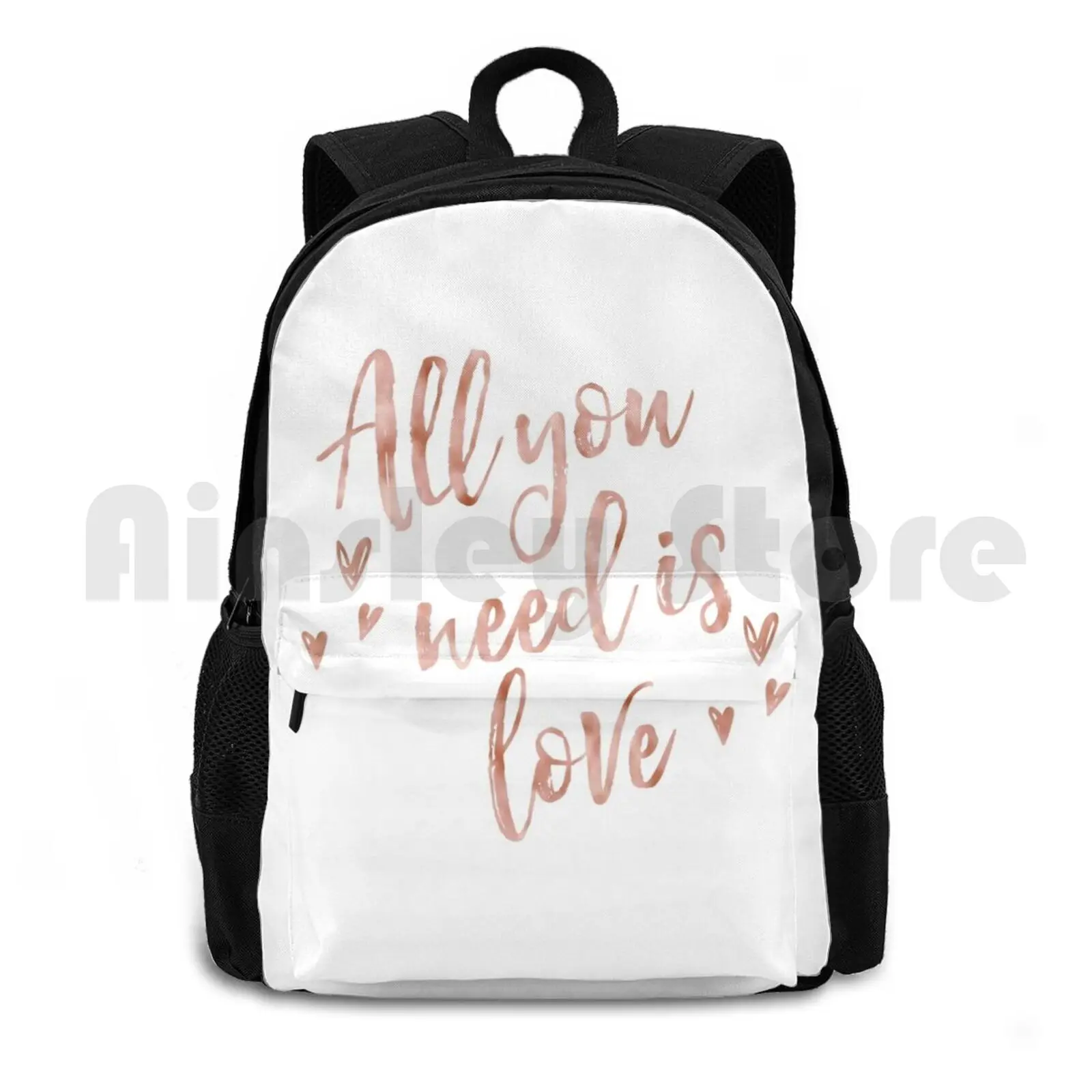 

All You Need Is Love-Rose Gold Outdoor Hiking Backpack Riding Climbing Sports Bag All You Need Is Love Life Pray Rose Gold