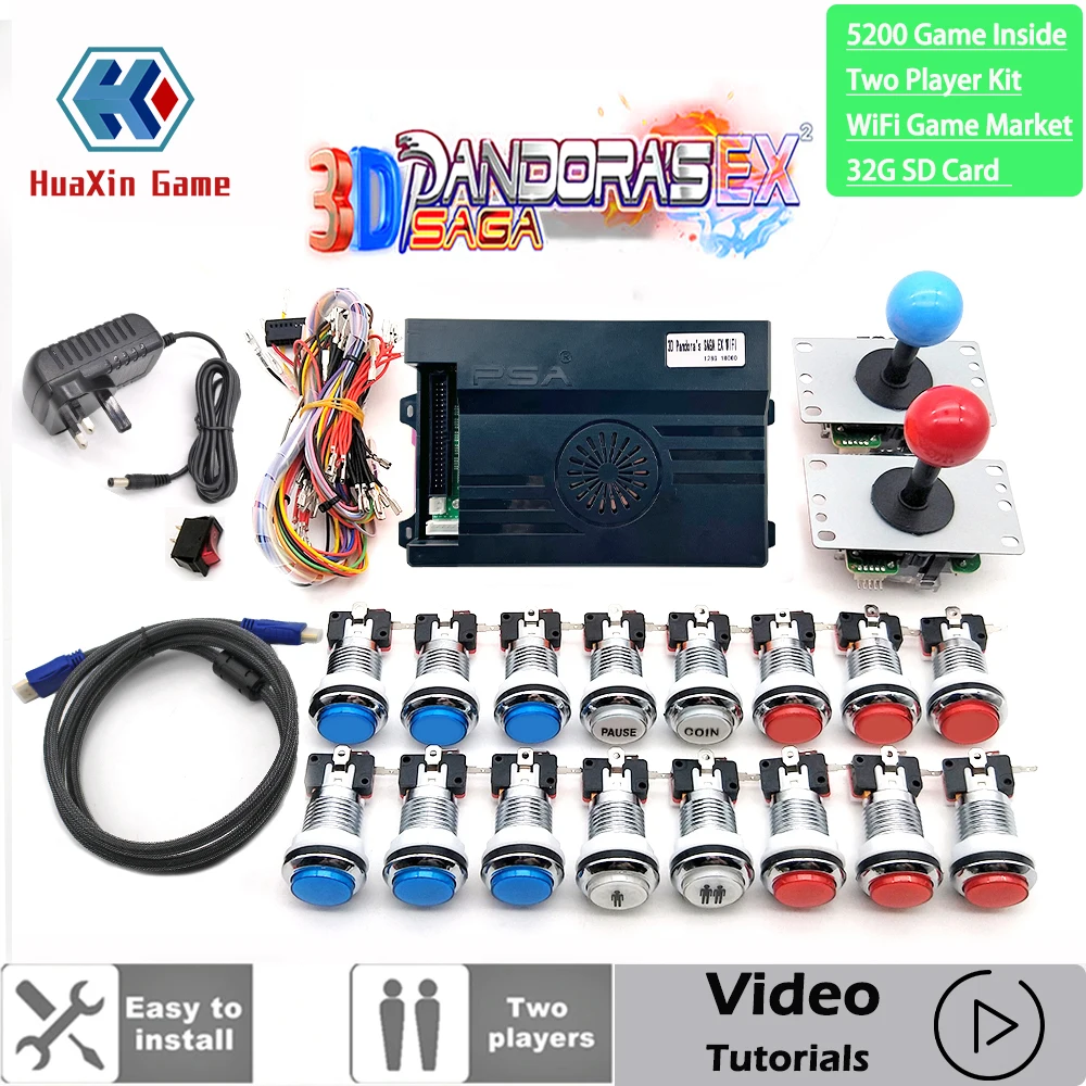 

2 Player 5200 IN 1 Pandora Saga 3D Copy SANWA Joystick Chrome LED Push Button DIY Arcade Machine Home Cabinet with Tutorial