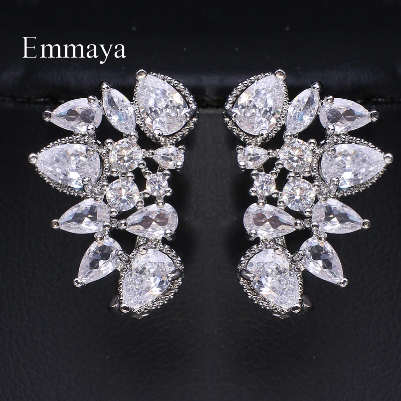 Emmaya New Arrival Shiny Zirconia Earring Three Colors Choice For Female Noble Party Ornament Ingenious Decoartion