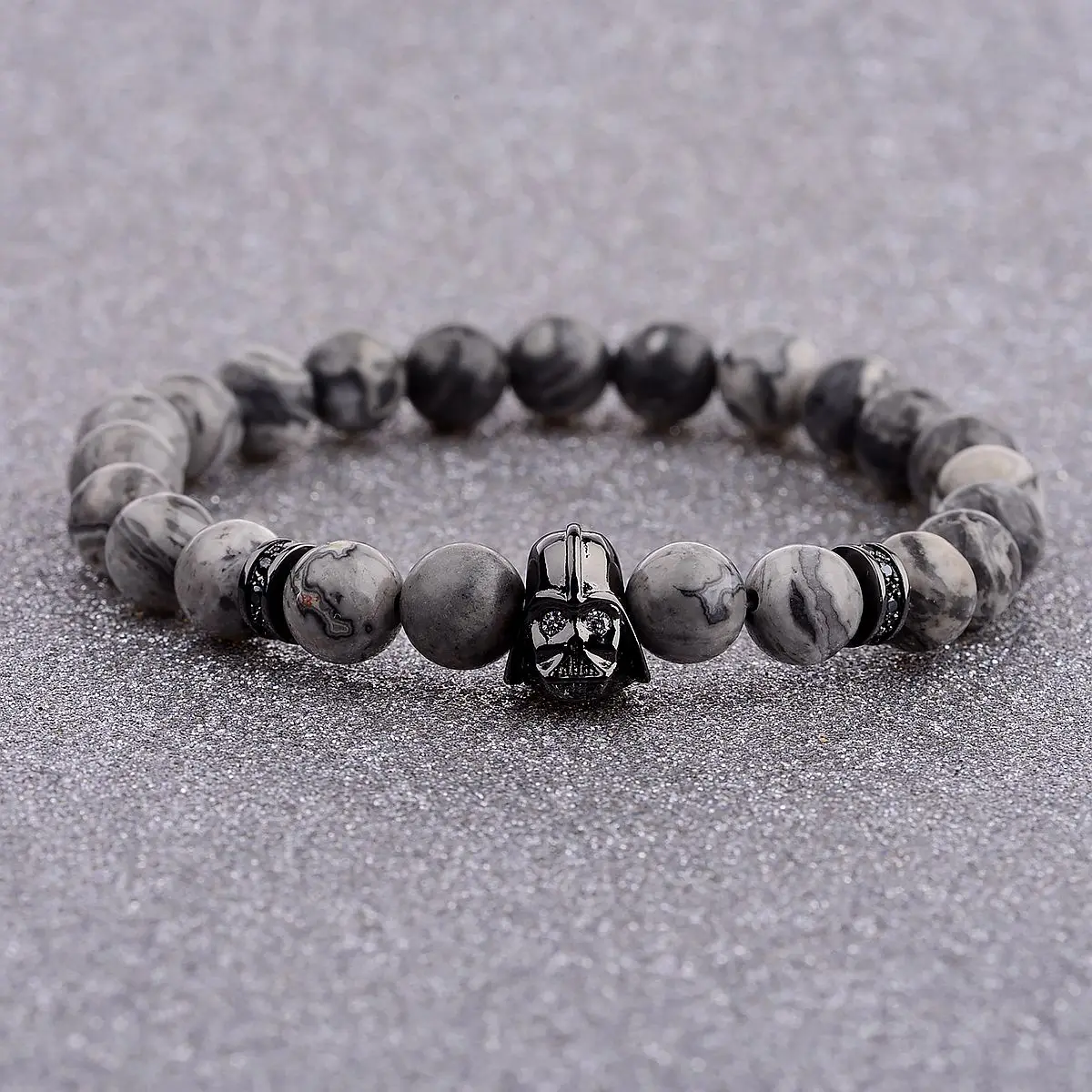 Charm Mens CZ Beaded Bracelets 8mm Bright Black Lava Stone Bracelets Homme Black Matte Bracelets For Women Dropshipping