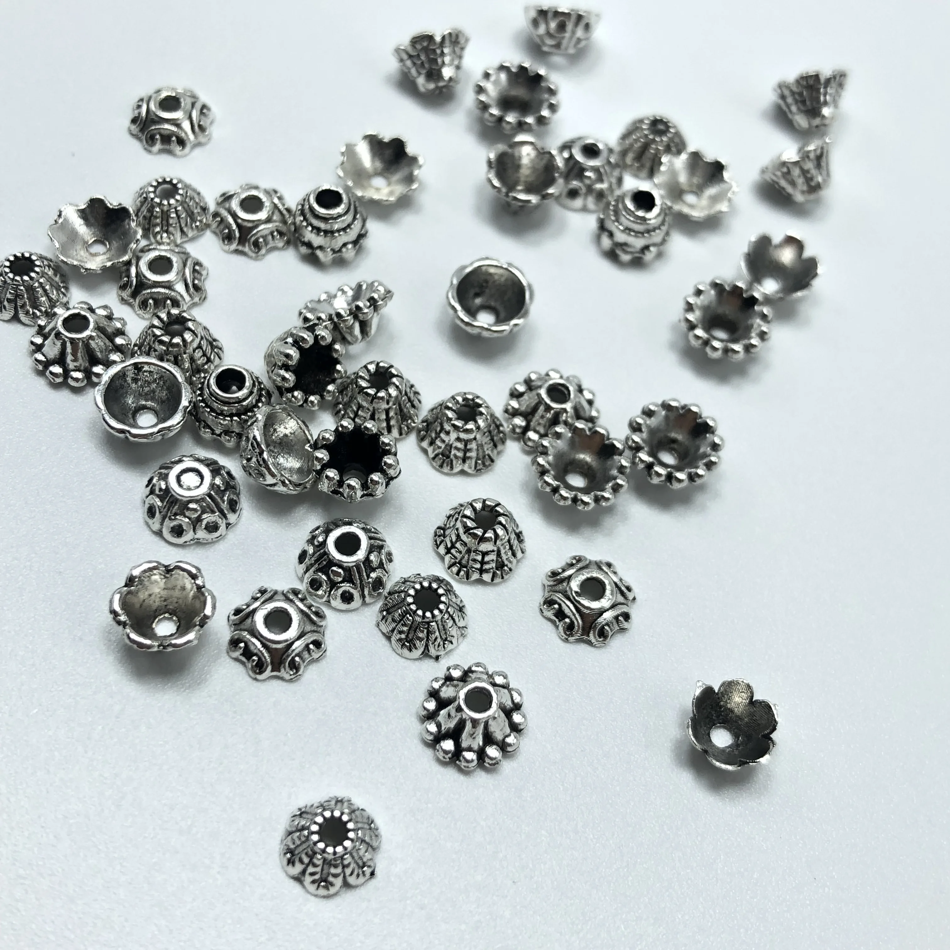 100pcs 6mm mixed batch metal antique silver torus bead cap flower spacer for jewelry making DIY handmade jewelry accessories