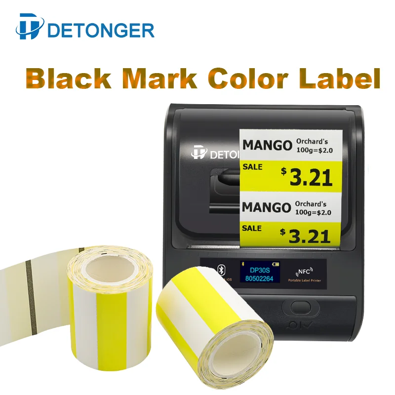 Imagem -04 - Detonger-mini Impressora Térmica Portátil Impressora com Rolos Black Mark Etiqueta da Etiqueta bt Barcode Maker Android Ios Dp30s 80 Milímetros