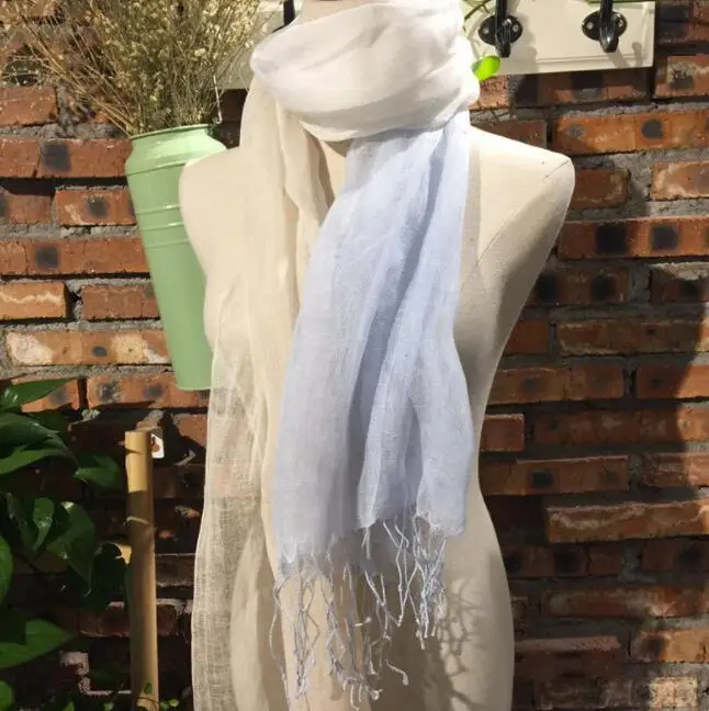 New Fashion Design Scarf Thin Linen Shawl Gradient Color Pure Linen Scarves For Lady 55x180cm