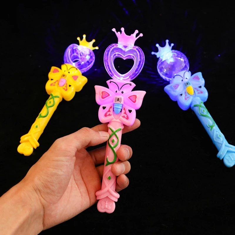 Kids Glowing Sticks Flashing Star Luminous Light Stick with Crown Girls Princess Fairy Wand Children Baby Party Cosplay Props